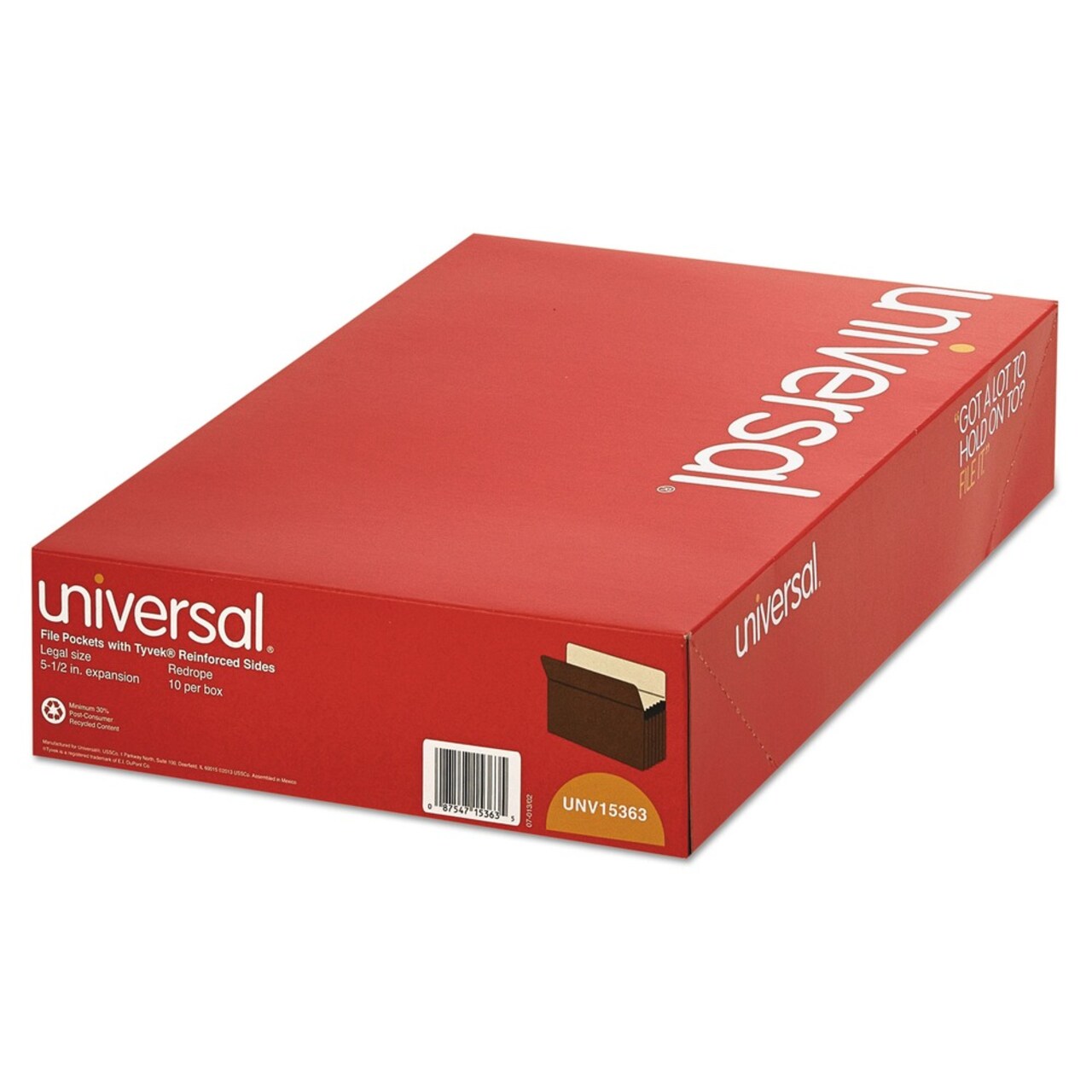 Universal 5.25 in. Expansion Legal Size Expanding File Pockets - Redrope (10/Box)